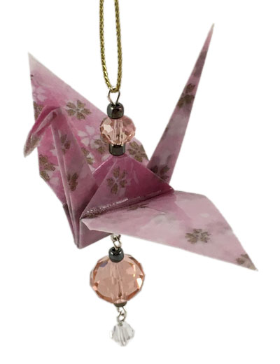 Origami Crane Charm or Chime Pink